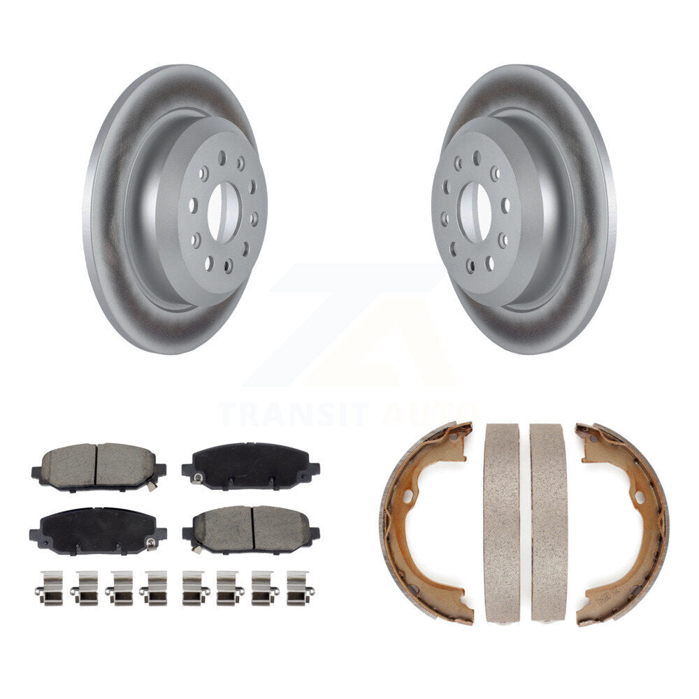 Rear Disc Coated Rotors Ceramic Pads & Parking Shoes Kit For 18-20 Jeep Wrangler Rubicon KGC-103123