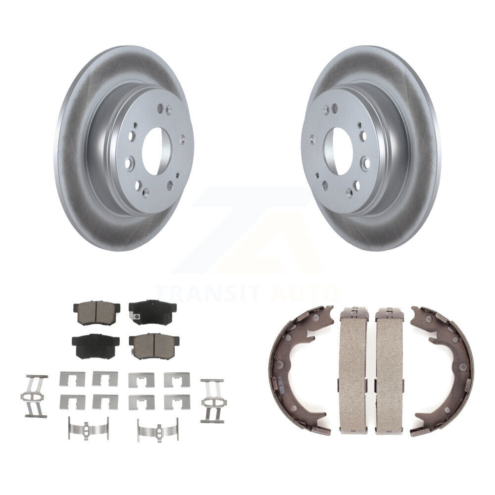 Rear Disc Coated Rotors Ceramic Pads And Parking Brake Shoes Kit For 2002-2004 Honda CR-V KGC-103127