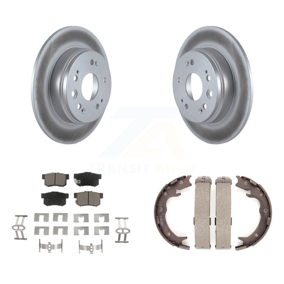 Rear Disc Coated Rotors Ceramic Pads And Parking Brake Shoes Kit For 2002-2004 Honda CR-V KGC-103127