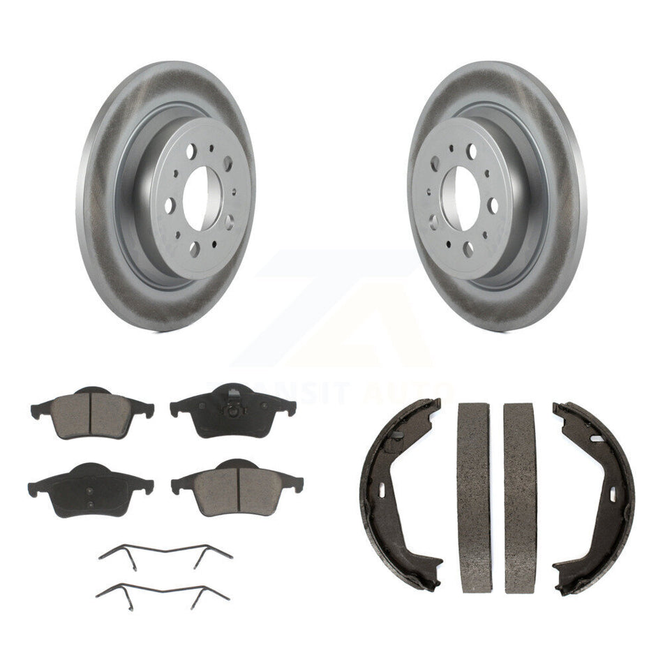 Rear Disc Coated Rotors Ceramic Pads And Parking Brake Shoes Kit For Volvo XC70 S80 KGC-103128