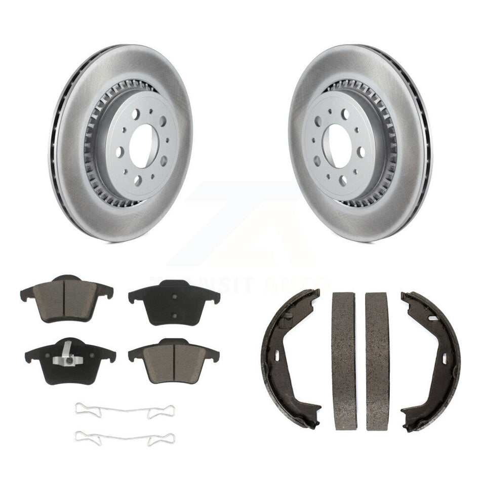 Rear Disc Coated Rotors Ceramic Pads And Parking Brake Shoes Kit For 2003-2007 Volvo XC90 KGC-103129