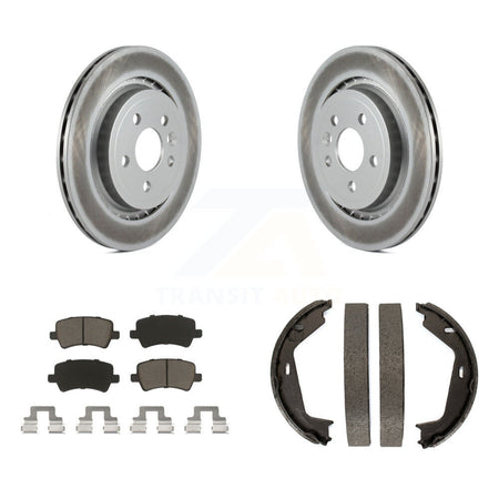 Rear Disc Coated Rotors Ceramic Pads & Parking Shoes Kit For Volvo S80 With Vented Rotor KGC-103131