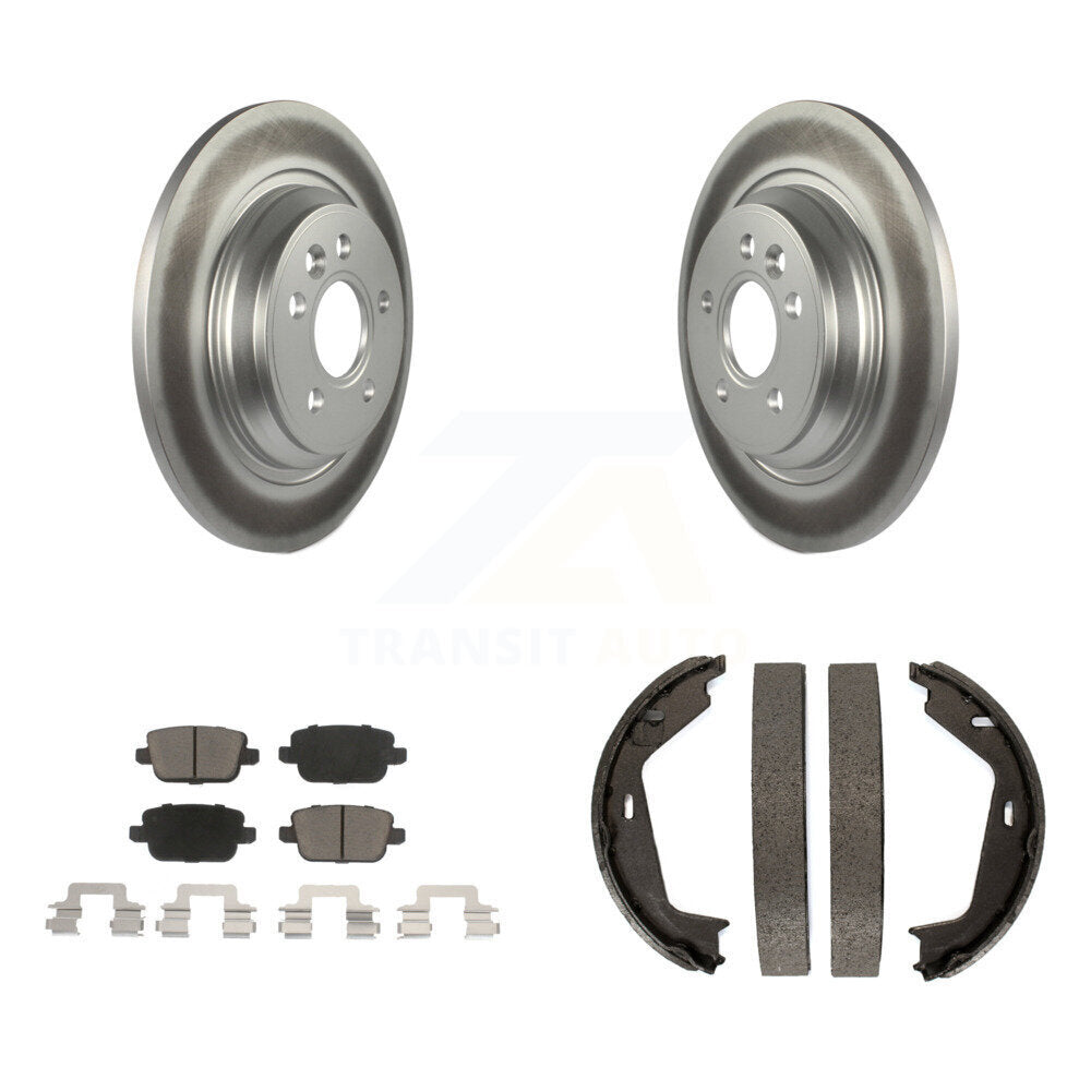 Rear Disc Coated Rotors Ceramic Pads Parking Brake Shoes Kit For 2008-2009 Volvo S80 FWD KGC-103132