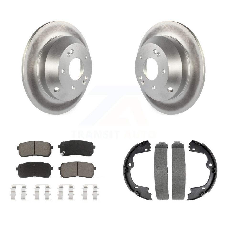 Rear Disc Coated Rotors Ceramic Pads And Parking Brake Shoes Kit For Kia Sedona KGC-103147