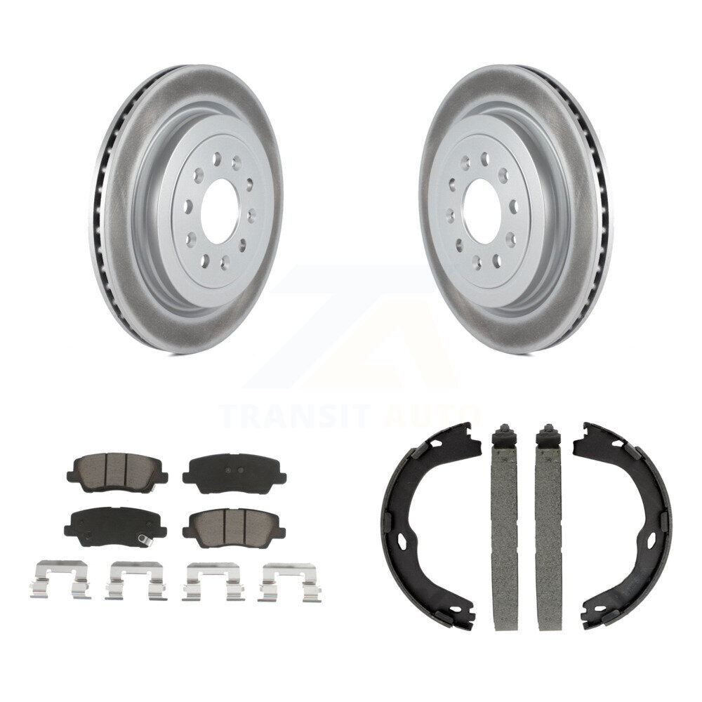Rear Disc Coated Rotors Ceramic Pads And Parking Brake Shoes Kit For Cadillac ATS KGC-103151