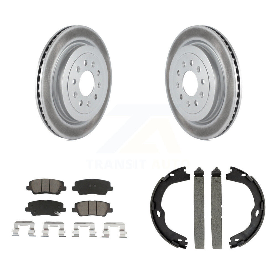 Rear Disc Coated Rotors Ceramic Pads And Parking Brake Shoes Kit For Cadillac ATS KGC-103151