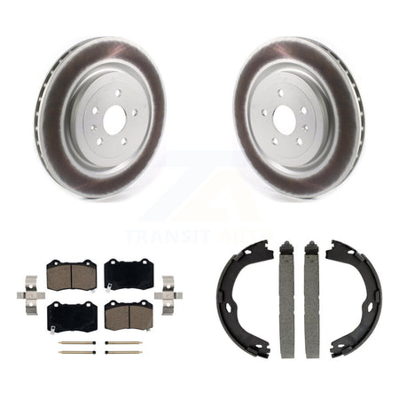 Rear Disc Coated Rotors Ceramic Pads Parking Shoes Kit For Chevrolet Camaro Cadillac CTS KGC-103152