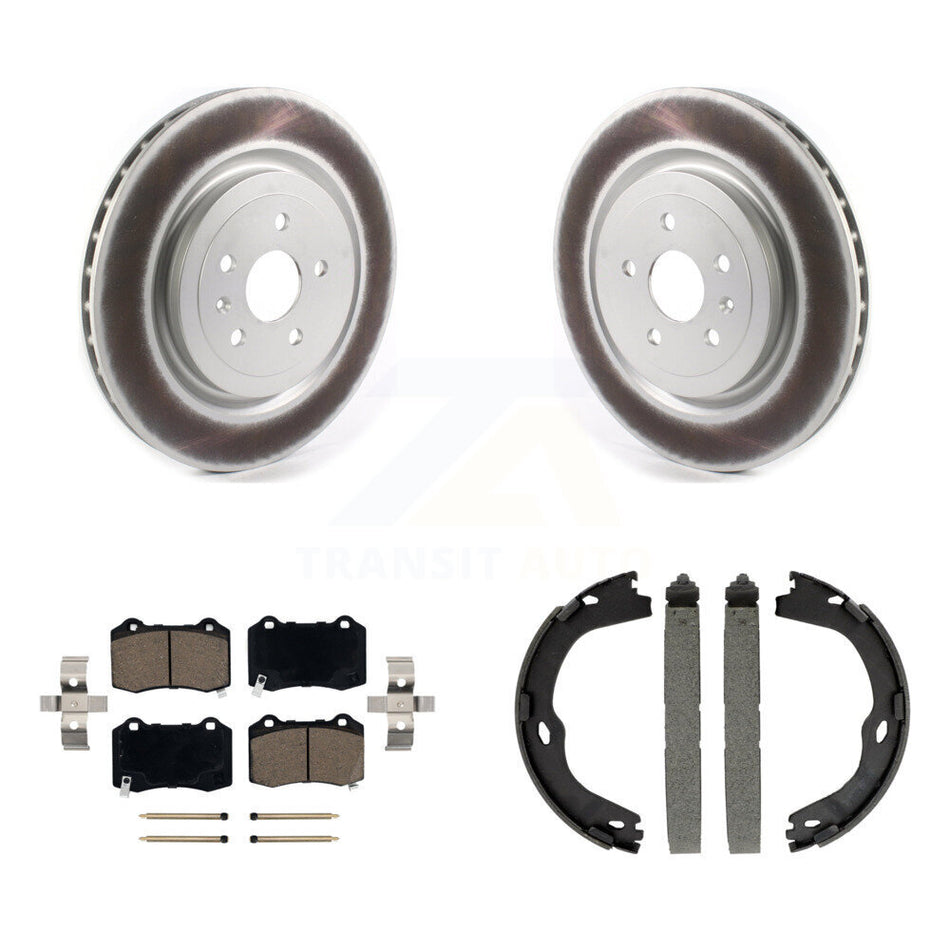 Rear Disc Coated Rotors Ceramic Pads Parking Shoes Kit For Chevrolet Camaro Cadillac CTS KGC-103152