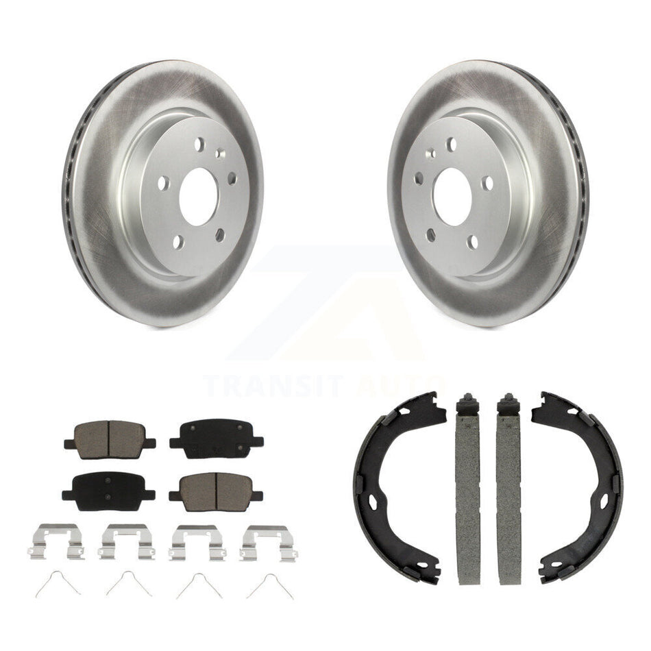 Rear Disc Coated Rotors Ceramic Pads And Parking Brake Shoes Kit For Chevrolet Camaro KGC-103153