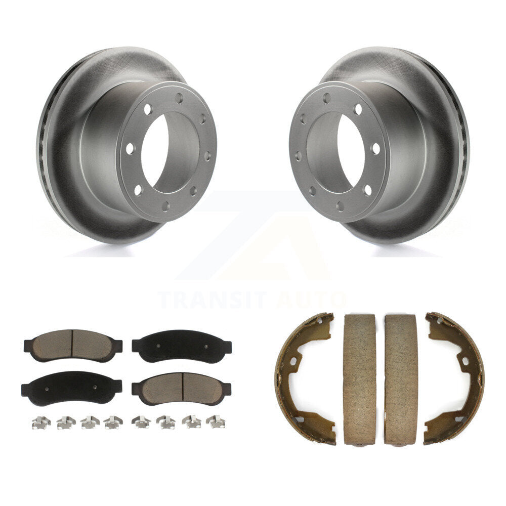Rear Disc Coated Rotors Ceramic Pads & Parking Shoes Kit For Ford F-350 Super Duty F-250 KGC-103154