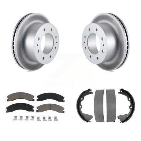 Rear Disc Coated Rotors Ceramic Pads & Parking Shoes Kit For GMC Sierra 2500 HD Chevrolet KGC-103155