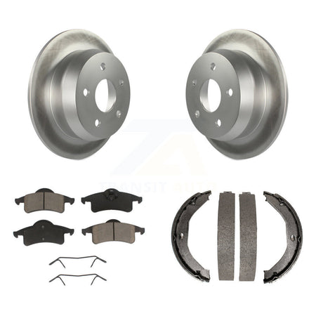Rear Disc Coated Rotors Ceramic Pads Parking Shoes Kit For 1999-2004 Jeep Grand Cherokee KGC-103162