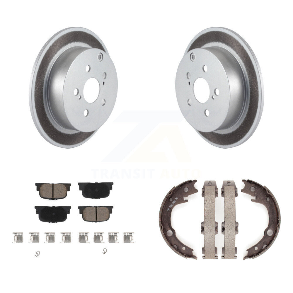 Rear Disc Coated Rotors Ceramic Pads And Parking Brake Shoes Kit For 2005-2010 Scion tC KGC-103168