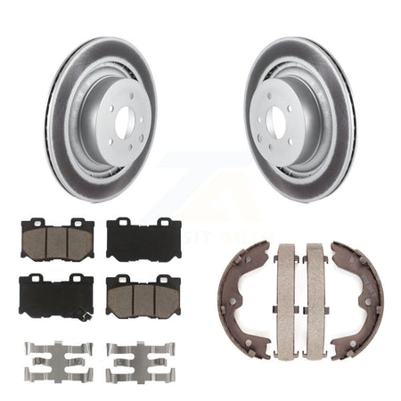 Rear Disc Coated Rotors Ceramic Pads & Parking Shoes Kit For INFINITI G37 Nissan 370Z Q60 KGC-103170