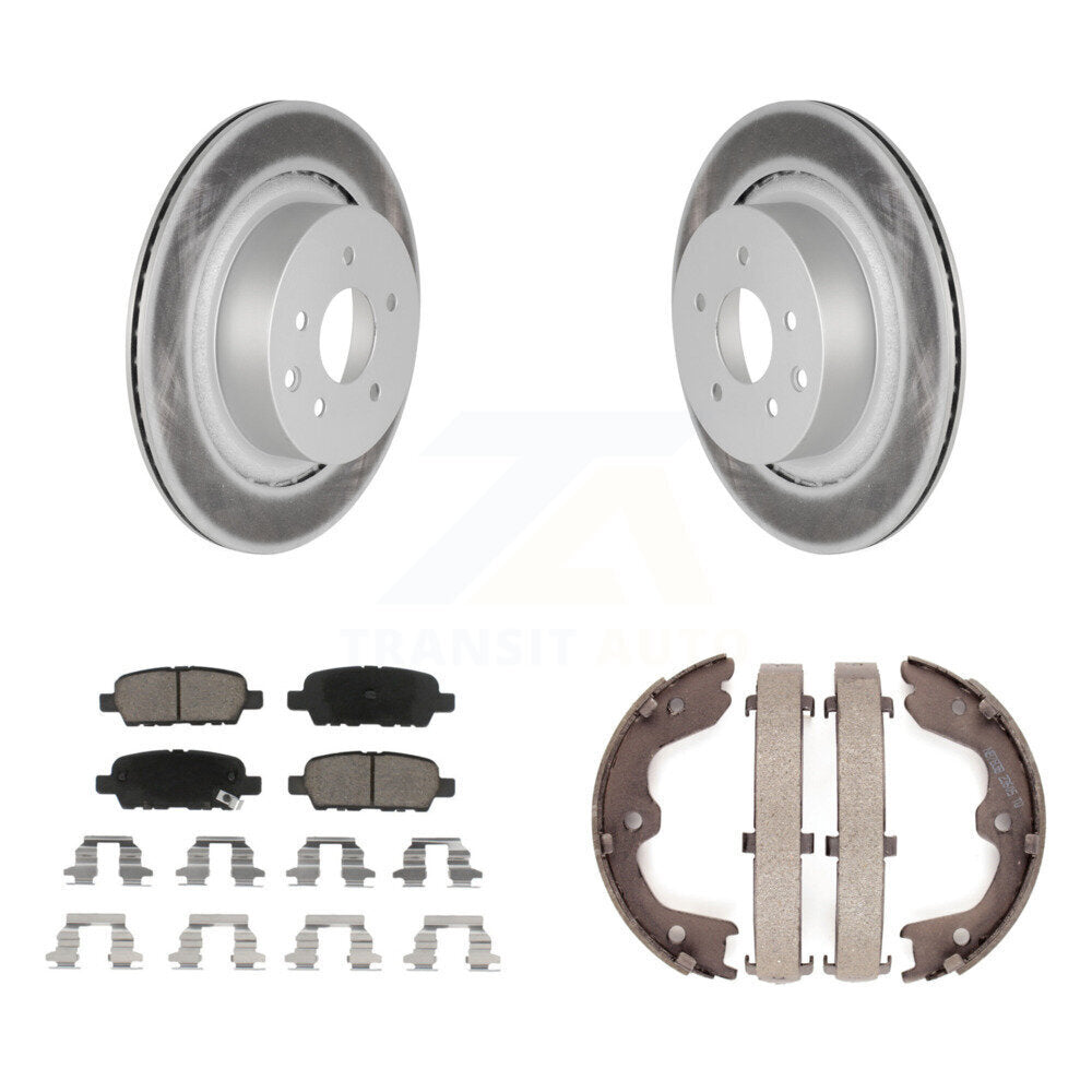 Rear Disc Coated Rotors Ceramic Pads And Parking Brake Shoes Kit For INFINITI G35 Q60 KGC-103172