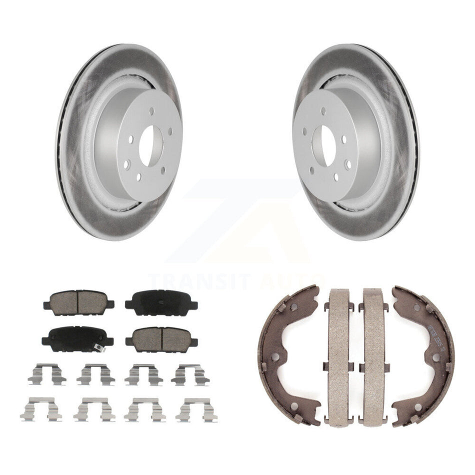 Rear Disc Coated Rotors Ceramic Pads And Parking Brake Shoes Kit For INFINITI G35 Q60 KGC-103172