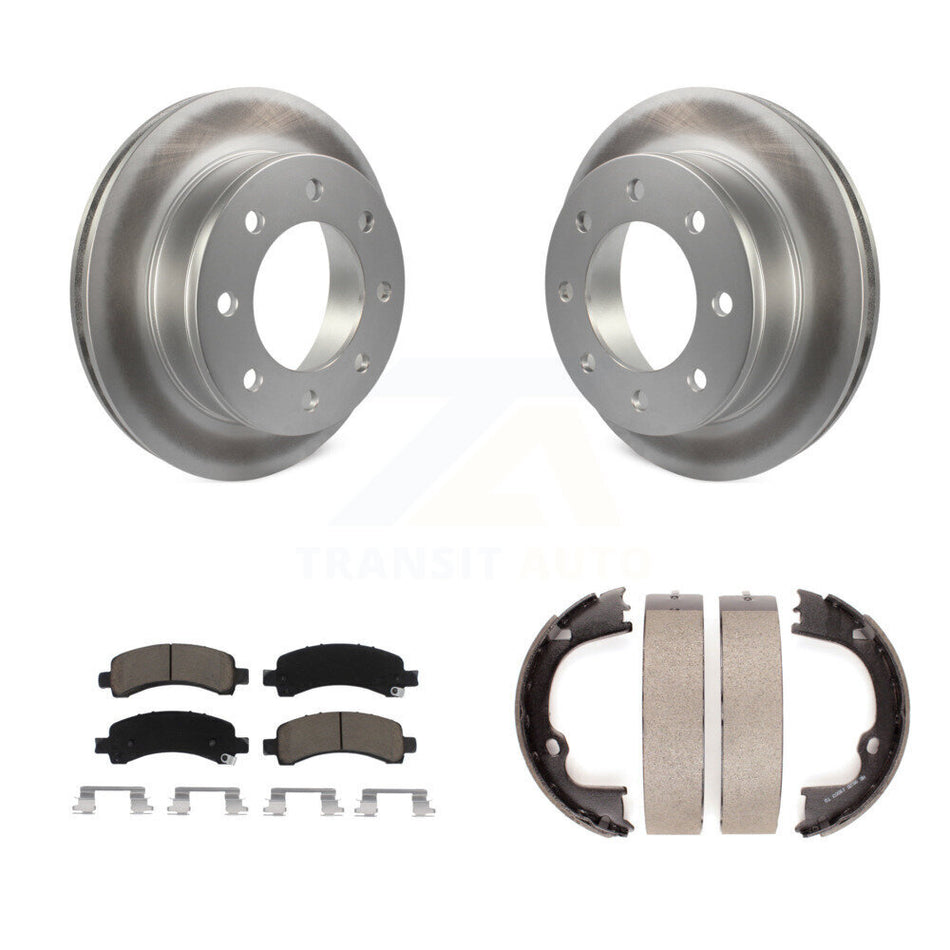 Rear Disc Coated Rotors Ceramic Pads Parking Shoes Kit For Chevrolet GMC Savana 2500 3500 KGC-103179