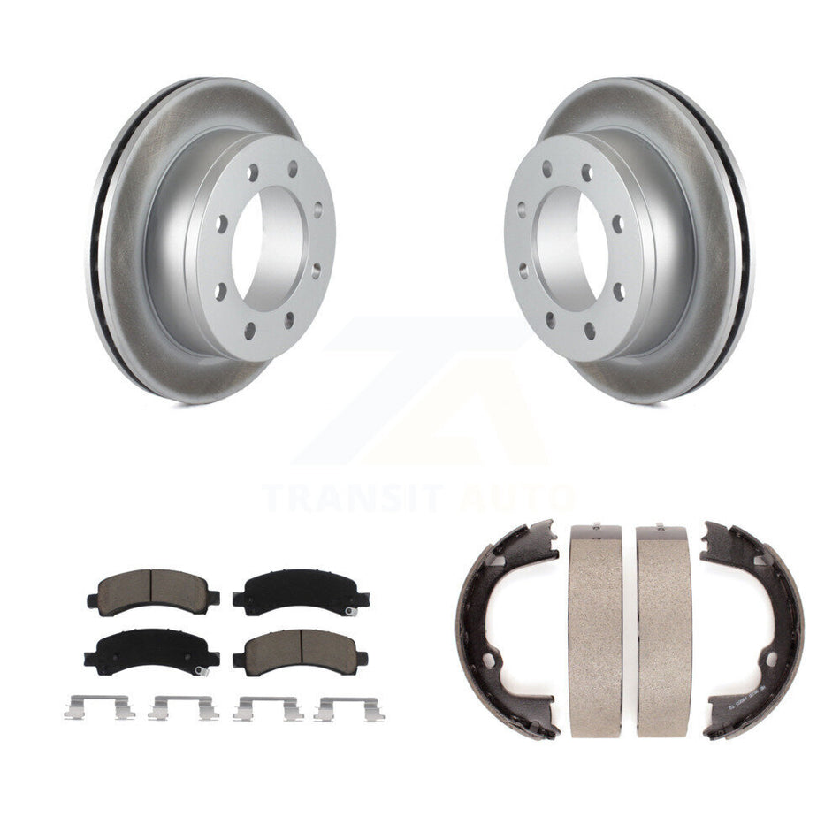 Rear Disc Coated Rotors Ceramic Pads Parking Shoes Kit For Chevrolet GMC Savana 2500 3500 KGC-103180