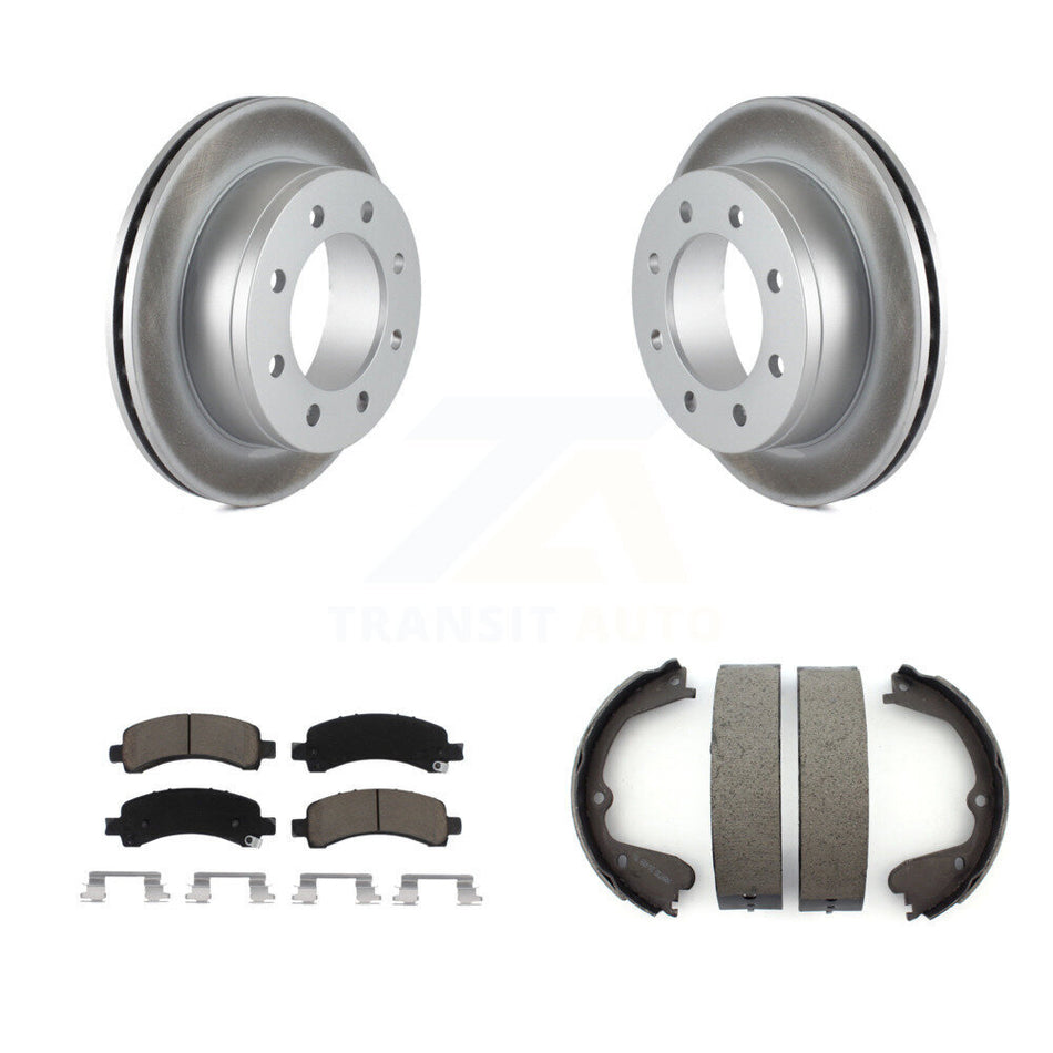 Rear Disc Coated Rotors Ceramic Pads & Parking Shoes Kit For GMC Savana 3500 Cutaway Van KGC-103184