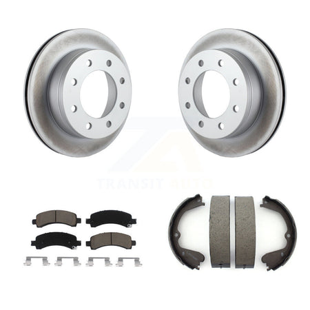 Rear Disc Coated Rotors Ceramic Pads Parking Shoes Kit For 12 GMC Savana 3500 Cutaway Van KGC-103185