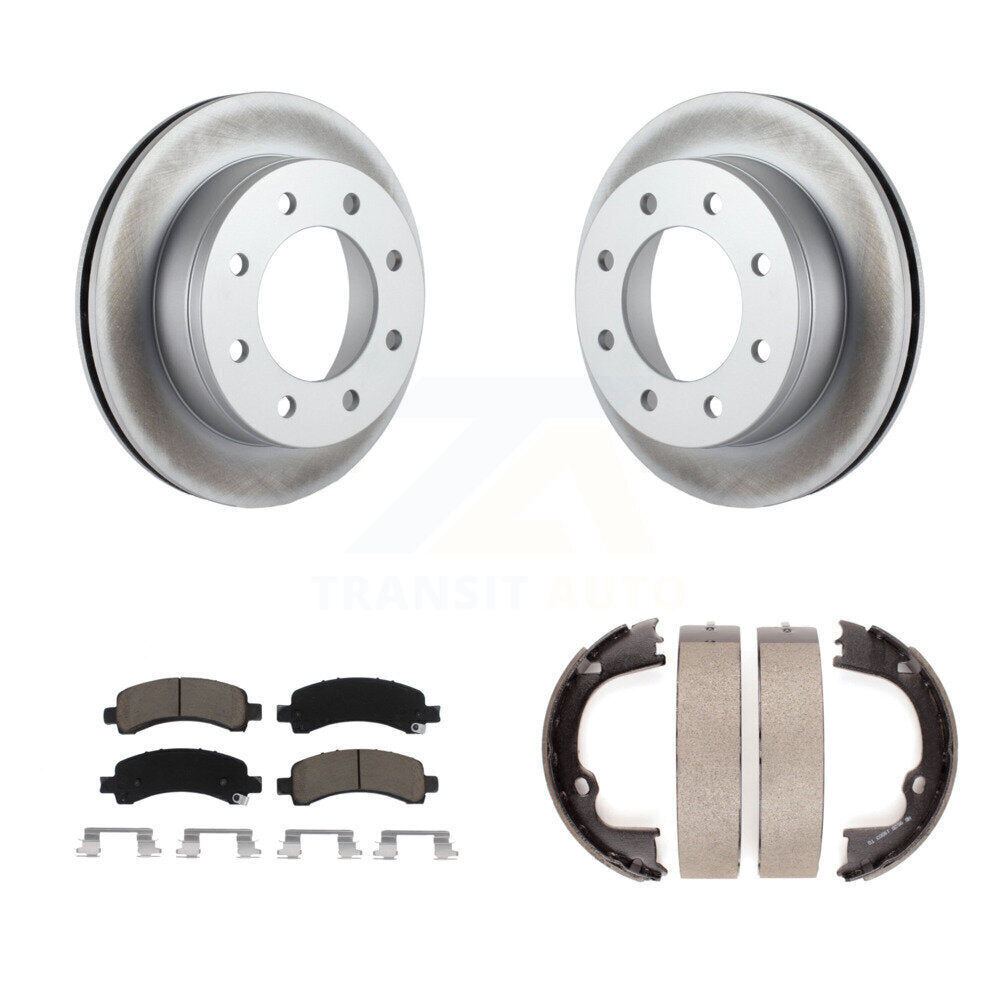 Rear Disc Coated Rotors Ceramic Pads & Parking Shoes Kit For Chevrolet Express 2500 3500 KGC-103187
