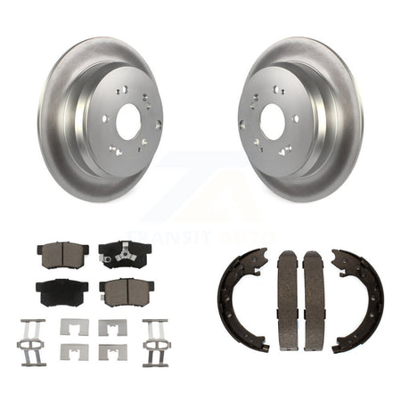 Rear Disc Coated Rotors Ceramic Pads And Parking Brake Shoes Kit For 2005-2006 Honda CR-V KGC-103190