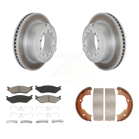 Rear Disc Coated Rotors Ceramic Pads & Parking Shoes Kit For Ford F-450 Super Duty F-550 KGC-103191