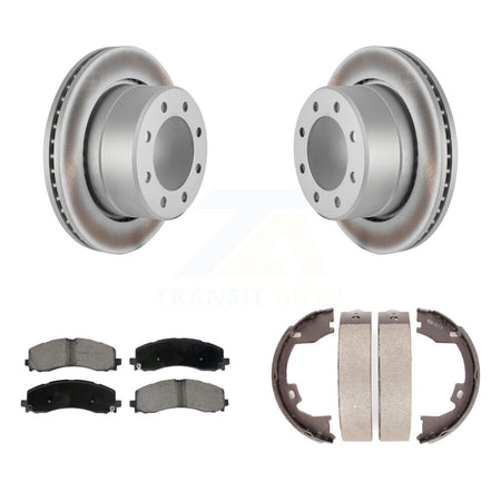 Rear Disc Coated Rotors Ceramic Pads And Parking Brake Shoes Kit For Ram 2500 3500 KGC-103193