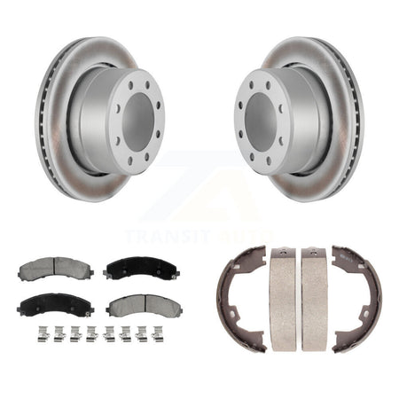Rear Disc Coated Rotors Ceramic Pads Parking Shoes Kit For Ram 3500 With Dual Wheels KGC-103194