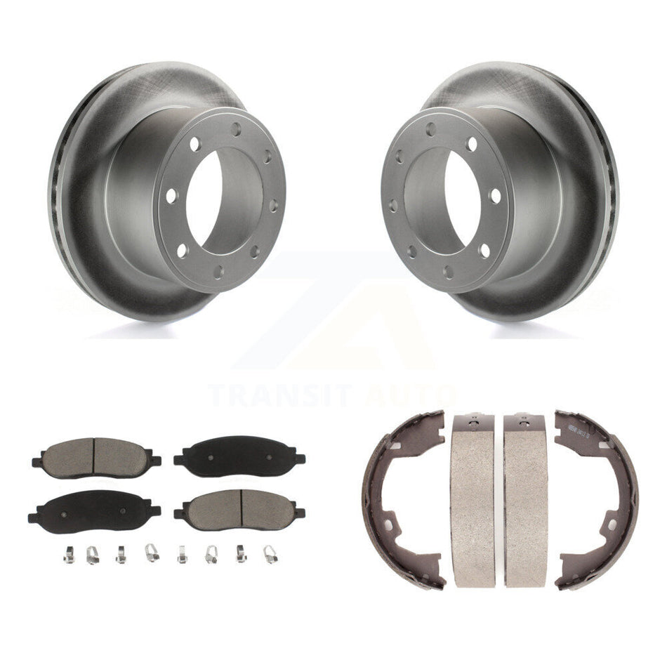 Rear Disc Coated Rotors Ceramic Pads & Parking Shoes Kit For Ford F-350 Super Duty F-250 KGC-103196