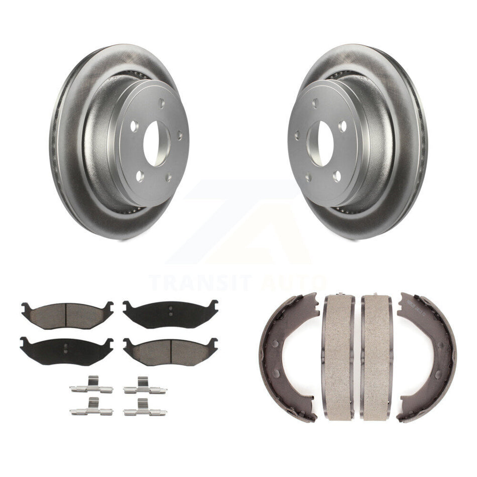 Rear Disc Coated Rotors Ceramic Pads & Parking Shoes Kit For Dodge Ram 1500 Durango Aspen KGC-103197