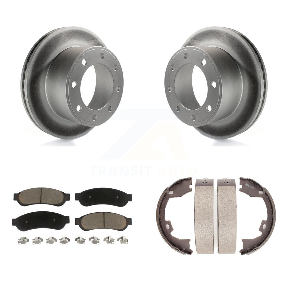 Rear Disc Coated Rotors Ceramic Pads & Parking Shoes Kit For Ford F-250 Super Duty F-350 KGC-103198
