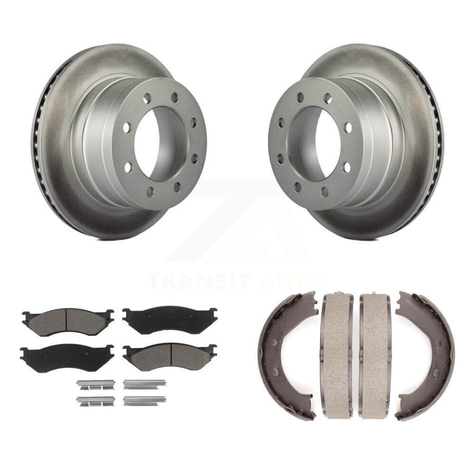 Rear Disc Coated Rotors Ceramic Pads And Parking Brake Shoes Kit For Dodge Ram 1500 KGC-103199