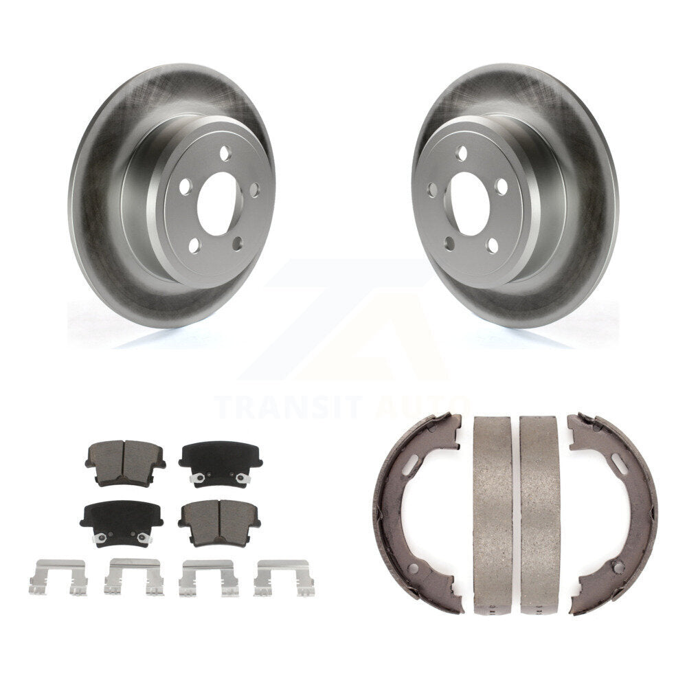 Rear Disc Coated Rotors Ceramic Pads And Parking Shoes Kit For Dodge Chrysler 300 Charger KGC-103203