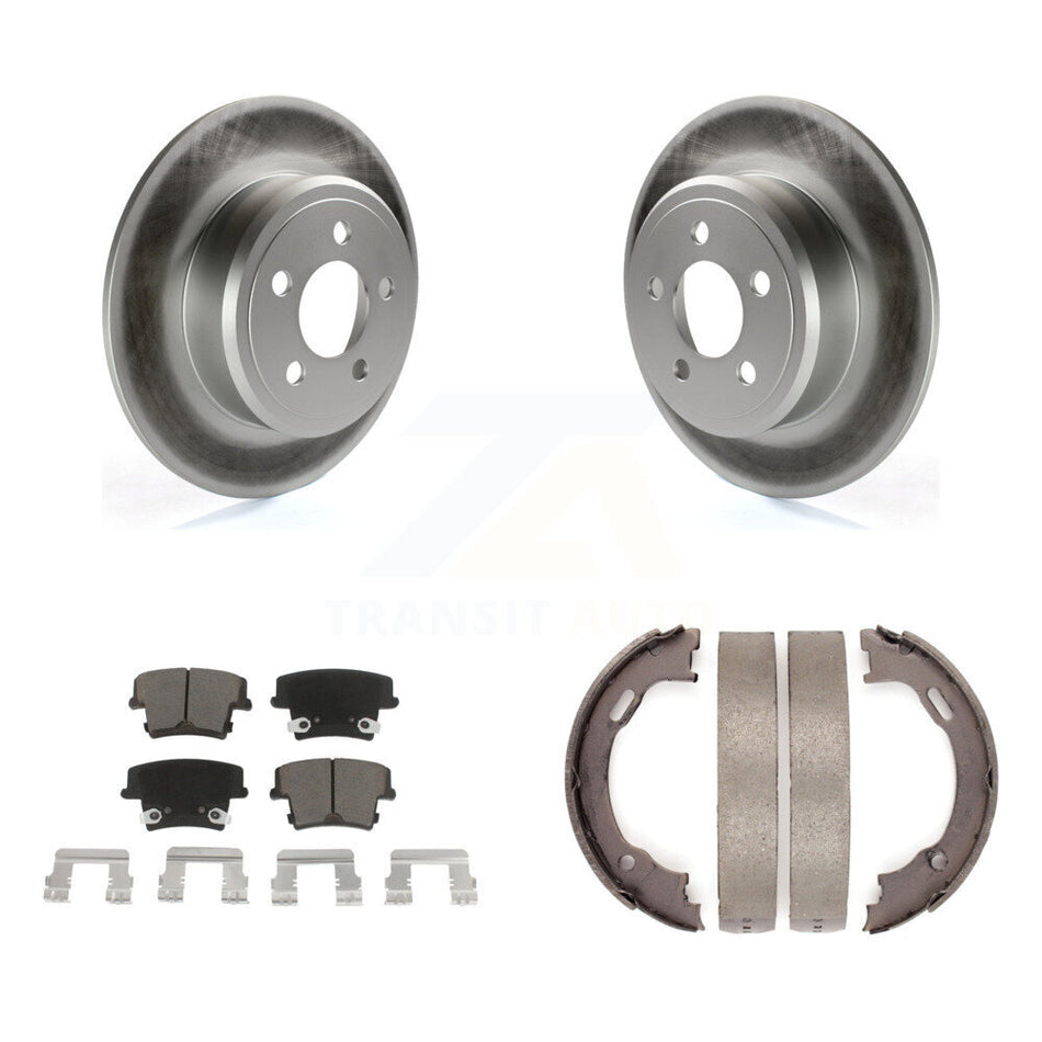 Rear Disc Coated Rotors Ceramic Pads And Parking Shoes Kit For Dodge Chrysler 300 Charger KGC-103203