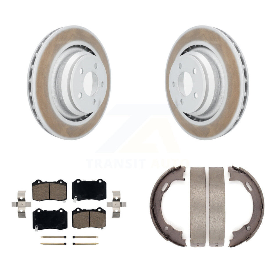 Rear Disc Coated Rotors Ceramic Pads And Parking Shoes Kit For Dodge Charger Chrysler 300 KGC-103205