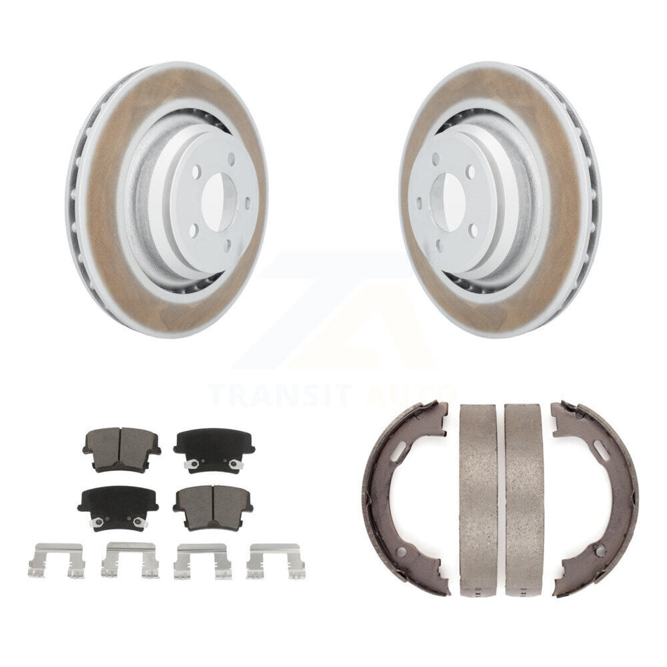 Rear Disc Coated Rotors Ceramic Pads And Parking Brake Shoes Kit For Dodge Charger KGC-103210