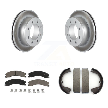 Rear Disc Coated Rotors Ceramic Pads & Parking Brake Shoes Kit For Chevrolet Express 4500 KGC-103211