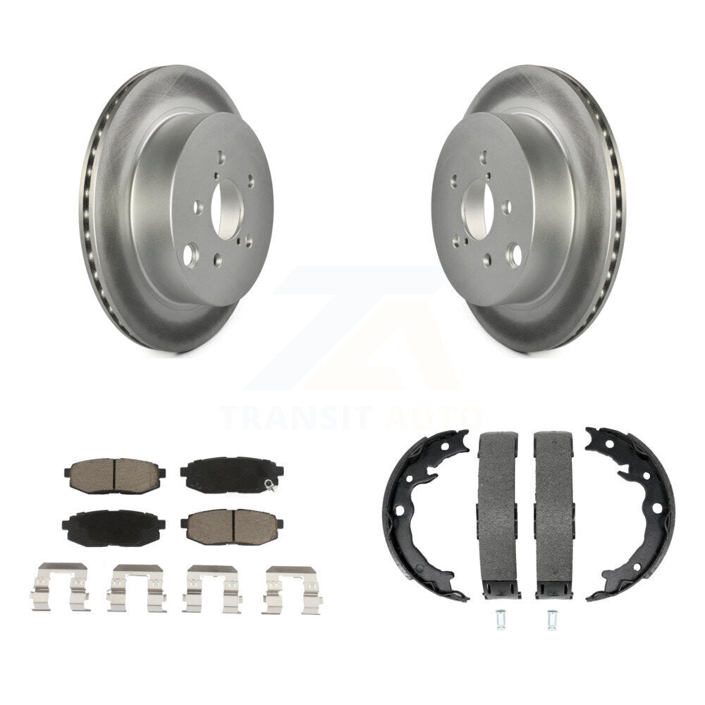 Rear Disc Coated Rotors Ceramic Pads Parking Shoes Kit For 2014-2018 Subaru Forester 2.0L KGC-103215