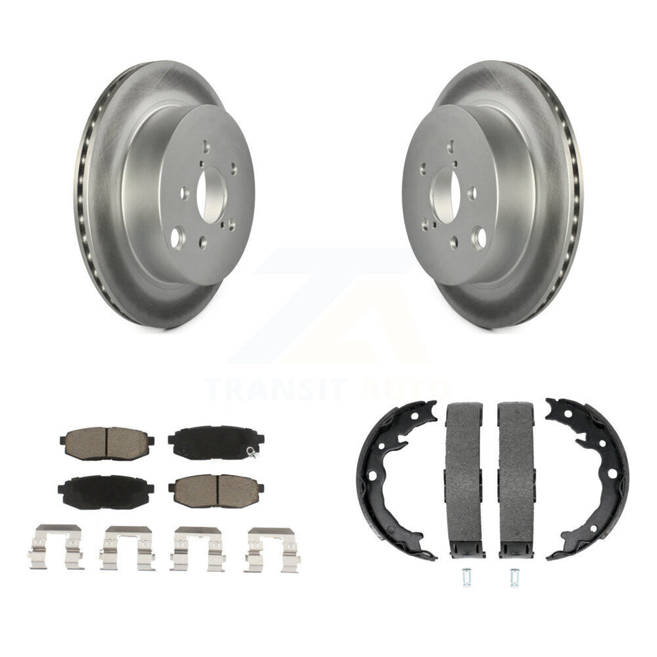 Rear Disc Coated Rotors Ceramic Pads Parking Shoes Kit For 2014-2018 Subaru Forester 2.0L KGC-103215