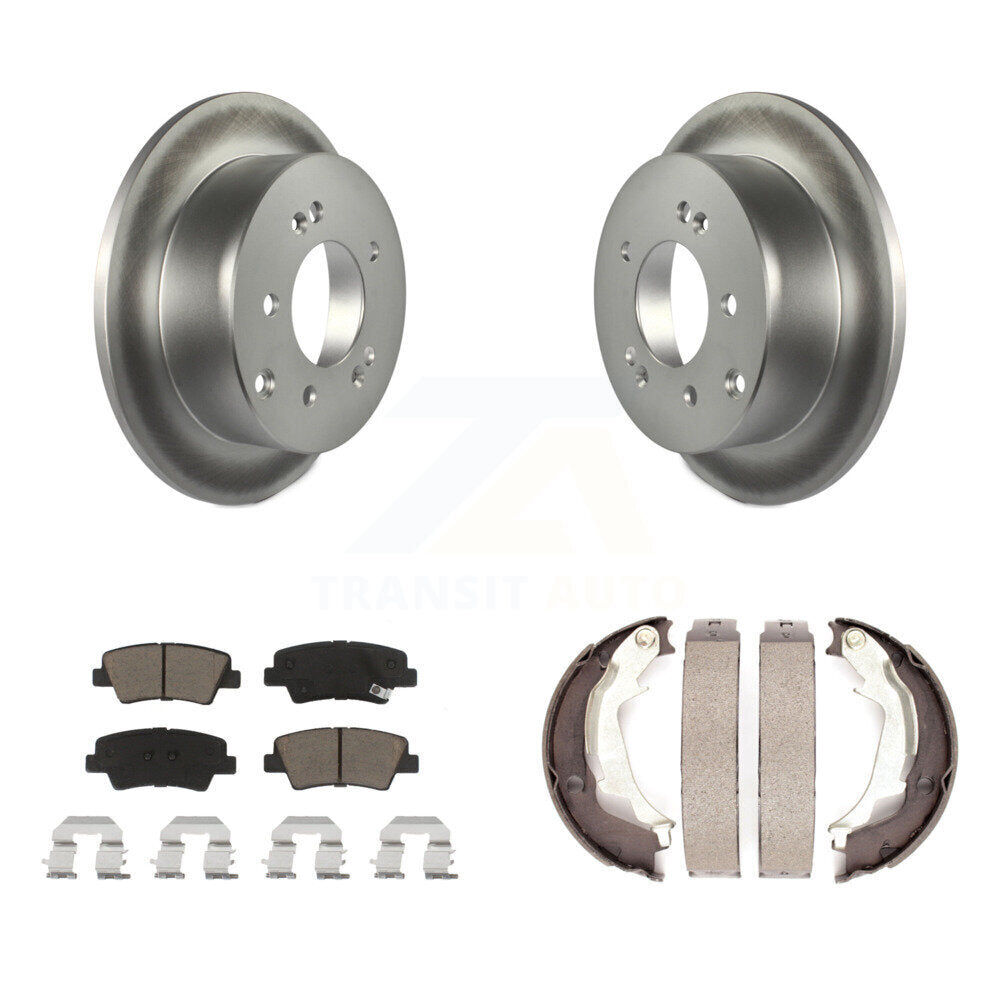 Rear Disc Coated Rotors Ceramic Pads And Parking Brake Shoes Kit For 2010-2013 Kia Soul KGC-103218