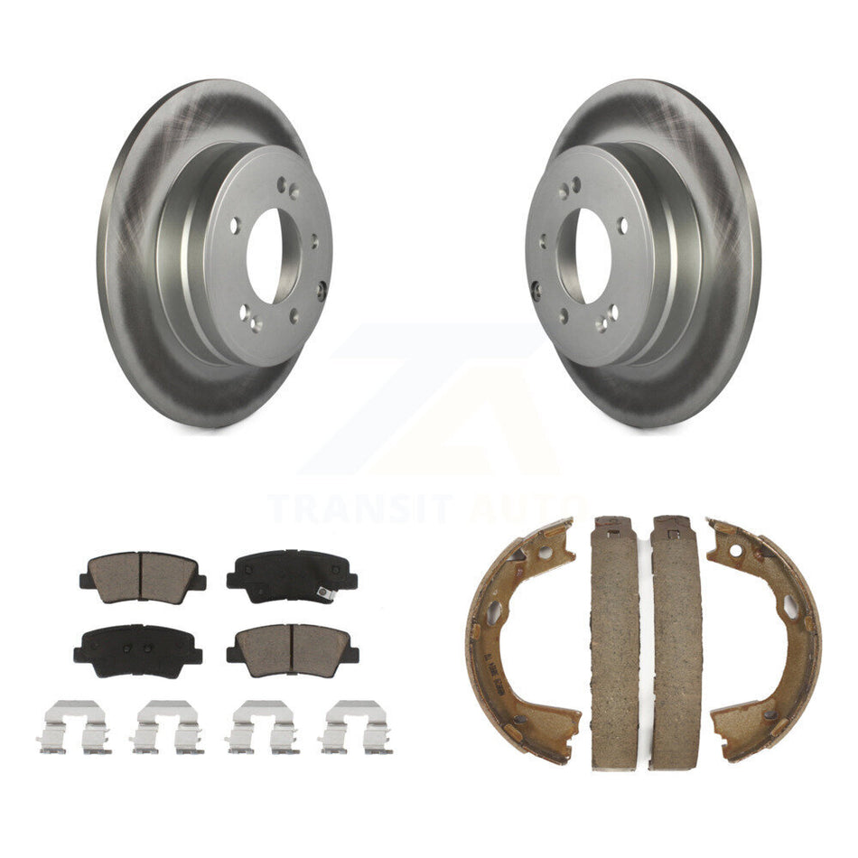 Rear Disc Coated Rotors Ceramic Pads And Parking Shoes Kit For Hyundai Sonata Kia Optima KGC-103223