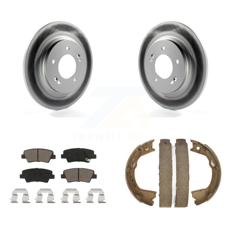Rear Disc Coated Rotors Ceramic Pads And Parking Brake Shoes Kit For Hyundai Sonata Azera KGC-103224