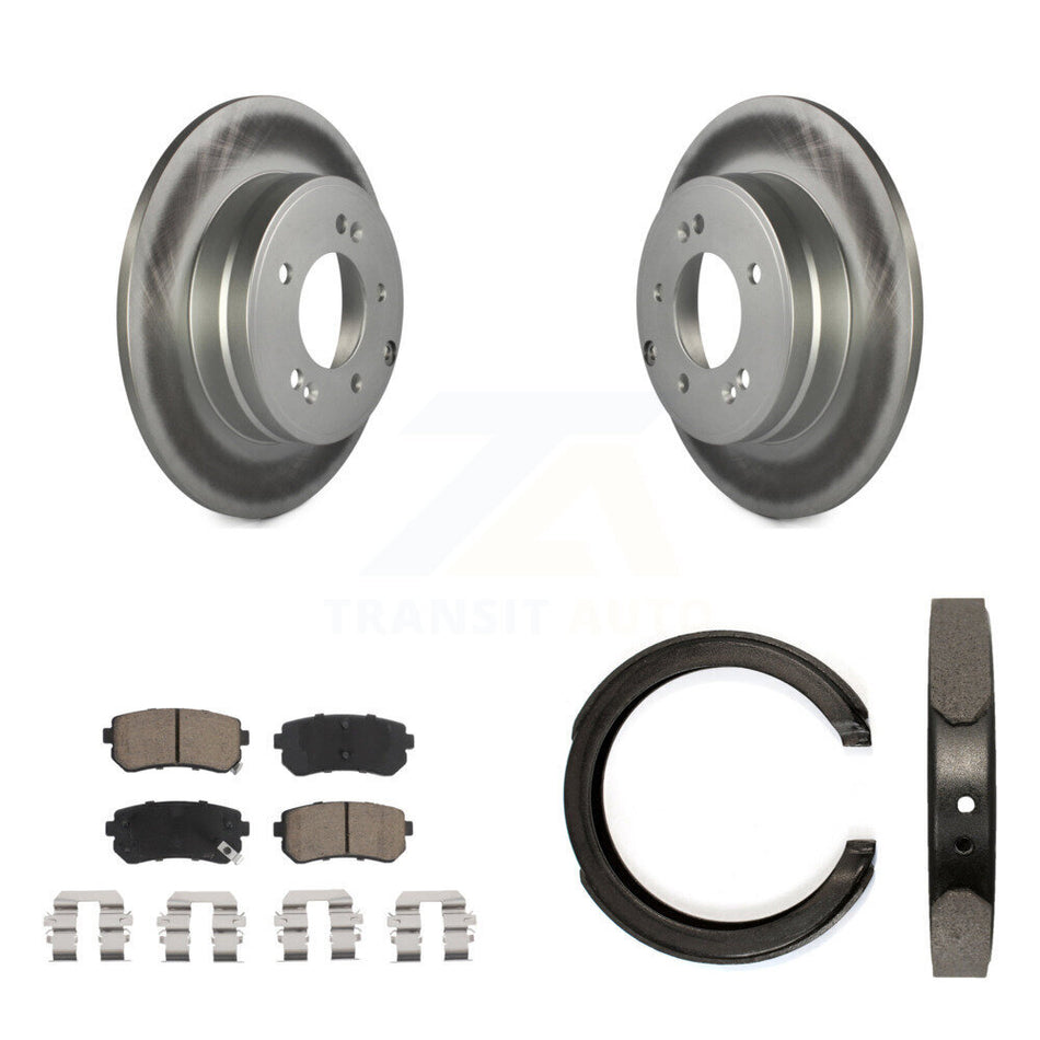 Rear Disc Coated Rotors Ceramic Pads And Parking Brake Shoes Kit For Kia Optima KGC-103225