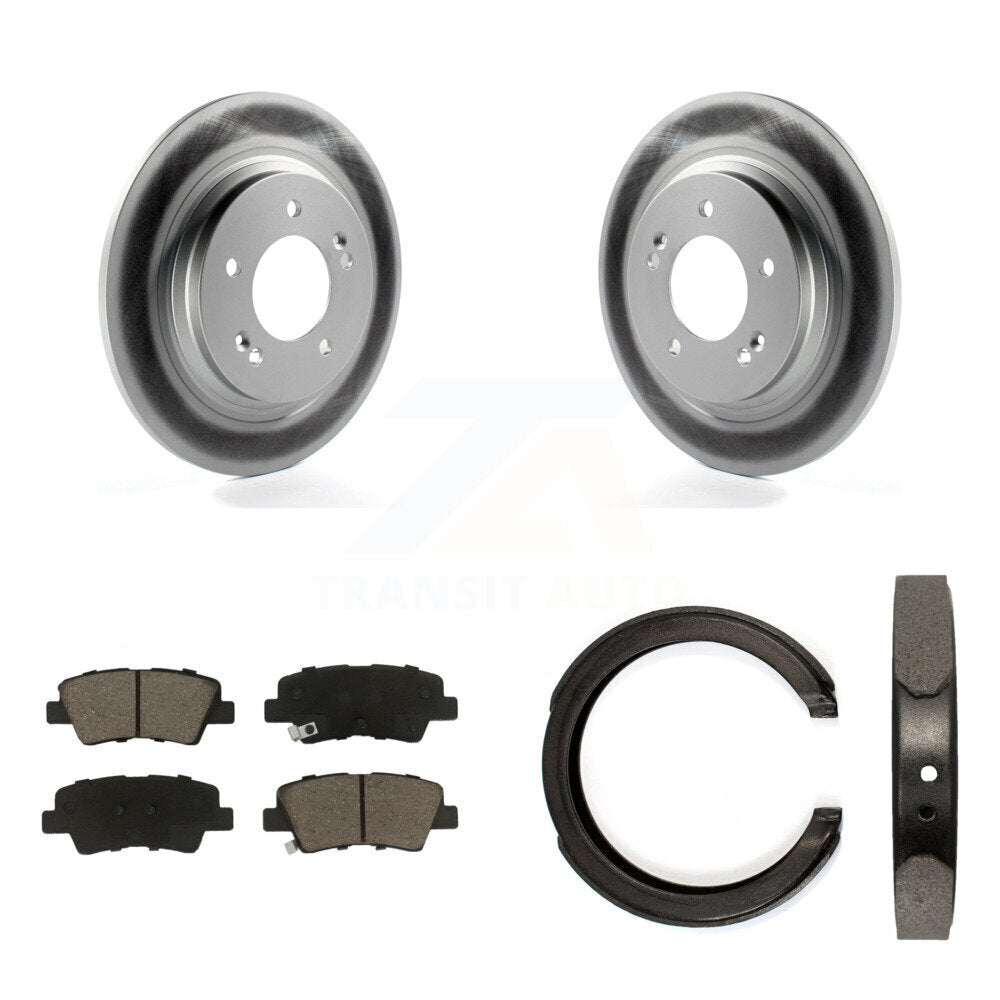 Rear Disc Coated Rotors Ceramic Pads And Parking Brake Shoes Kit For Kia Optima KGC-103227