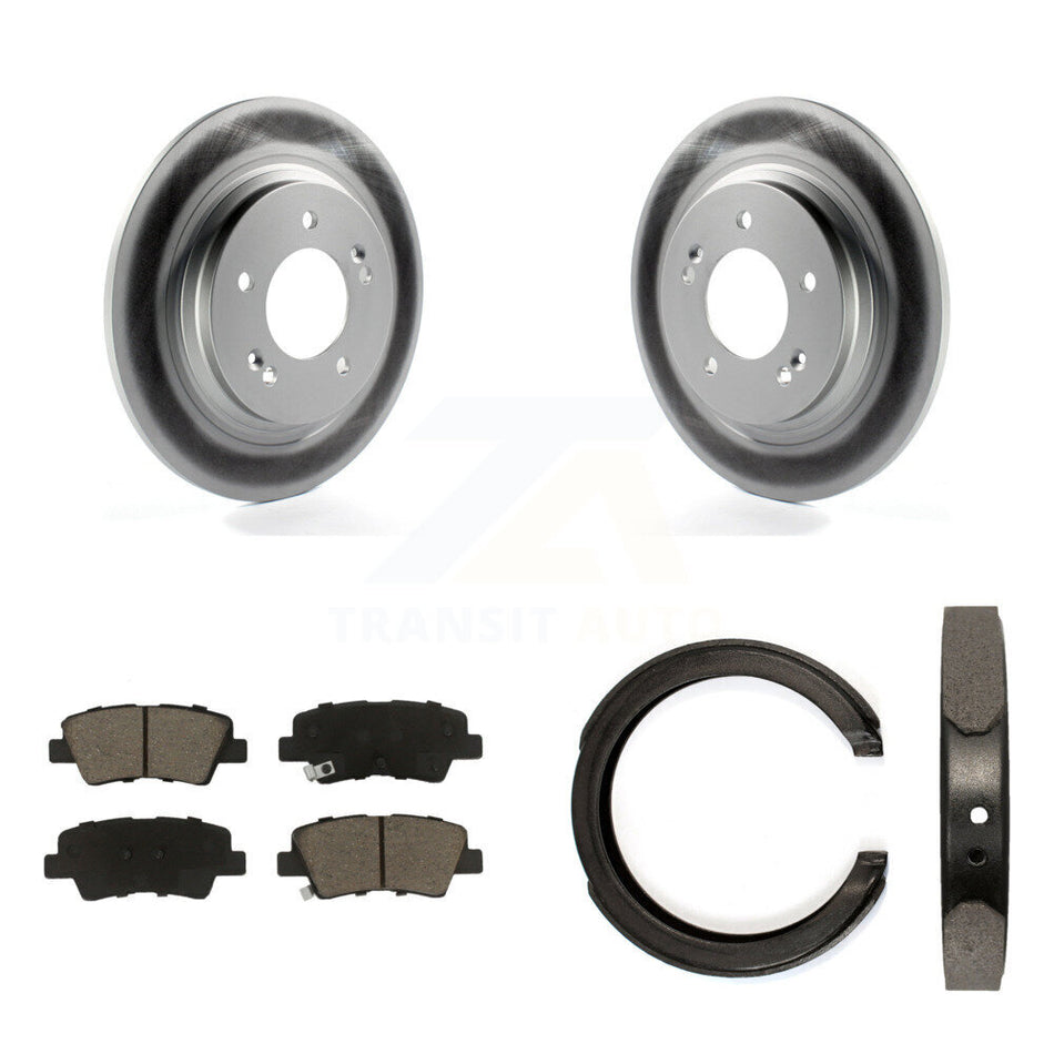 Rear Disc Coated Rotors Ceramic Pads And Parking Brake Shoes Kit For Kia Optima KGC-103227