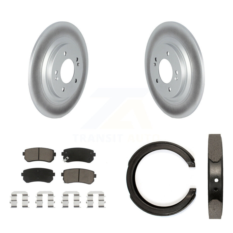 Rear Disc Coated Rotors Ceramic Pads Parking Shoes Kit For Kia Cadenza Limited/Technology KGC-103229