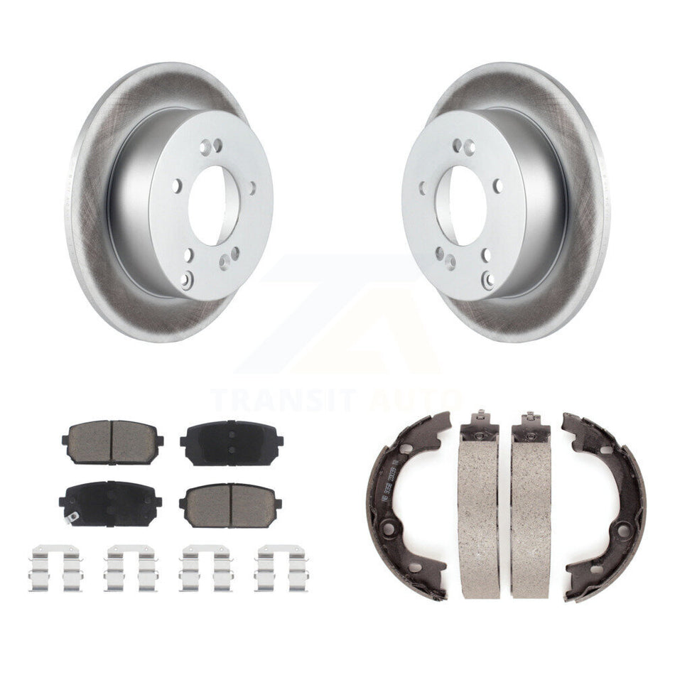 Rear Disc Coated Rotors Ceramic Pads And Parking Brake Shoes Kit For 2007-2010 Kia Rondo KGC-103230