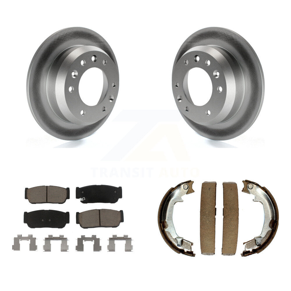 Rear Disc Coated Rotors Ceramic Pads & Parking Shoes Kit For Hyundai Entourage Kia Sedona KGC-103232