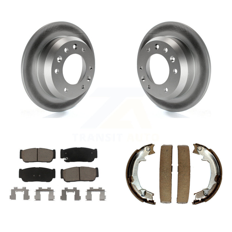 Rear Disc Coated Rotors Ceramic Pads & Parking Shoes Kit For Hyundai Entourage Kia Sedona KGC-103232